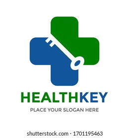 Health key vector logo template. This design use cross symbol. Suitable for medical.
