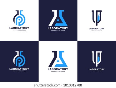 Health Lab Bottle Sets Collection Logo Templates