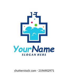 Plantilla de diseño del logotipo del Laboratorio de Salud. Vector de concepto del logotipo de Ciencias de la Salud. Símbolo de icono creativo