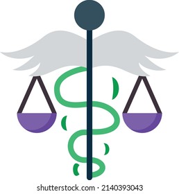 Health Law Concept, Lawful Healthcare Providers Vector Color Icon Design, Lawyer And Legal System Symbol, Different Fields Of Law Sign, Advocate And Attorney Stock Illustration