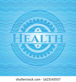 Health light blue water wave badge background. Vector Illustration. Detailed.