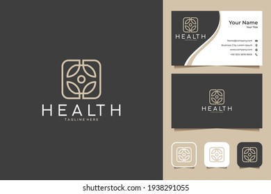 health line art style logo design and business card