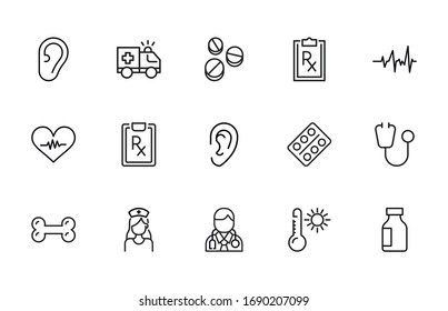 health line icons set. Stroke vector elements for trendy design. Simple pictograms for mobile concept and web apps. Vector line icons isolated on a white background. 
