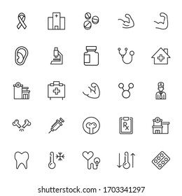 health line icons set. Stroke vector elements for trendy design. Simple pictograms for mobile concept and web apps. Vector line icons isolated on a white background. 
