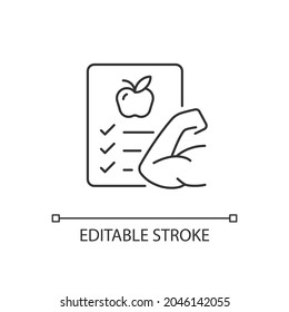 Health linear icon. Physical health course in schools. Popularization of healthy lifestyle. Thin line customizable illustration. Contour symbol. Vector isolated outline drawing. Editable stroke