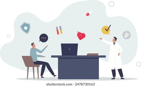 Health literacy and medical education to understand body healthcare tiny person concept.flat illustration