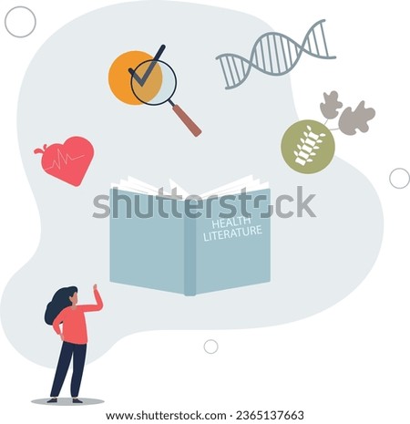 Health literacy and medical healthcare education book .Reading about medicine, disease.flat vector illustration