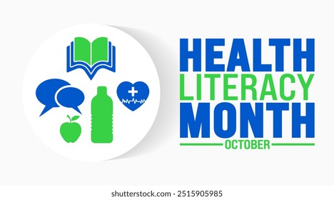 Health Literacy Month background or banner design template is observed every year in October. Holiday concept. Template for card, poster, placard, template. eps 10