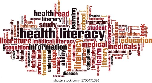 Health literacy word cloud concept. Collage made of words about health literacy. Vector illustration