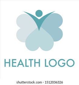 Health logo, blue icon, people and cloud.