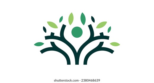 diseño de logotipo de estado con una combinación de formas de árbol y persona.