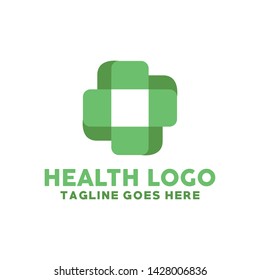 Health Logo Design With Green Flat Color Style Concept. Geometric Logotype. Care And Therapy Emblem For Clinic. Healthy Icon For Medical. Creative And Modern Healthcare Graphic Idea.