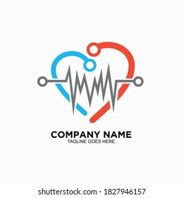 Health logo design with heartbeat and heart concept