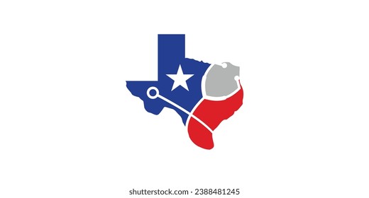 Health logo design in Texas with stethoscope elements and Texas map