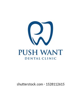 Health Logo design vector template Dental clinic Logotype with PW sign