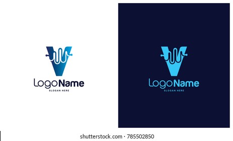 Health logo designs concept, Initial V logo  vector
