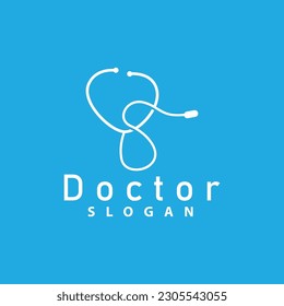 Health Logo, Doctor Stethoscope Vector, Health Care Line Design, Icon Silhouette Illustration