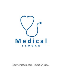 Health Logo, Doctor Stethoscope Vector, Health Care Line Design, Icon Silhouette Illustration