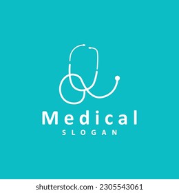 Health Logo, Doctor Stethoscope Vector, Health Care Line Design, Icon Silhouette Illustration