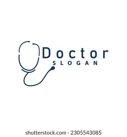 Health Logo, Doctor Stethoscope Vector, Health Care Line Design, Icon Silhouette Illustration