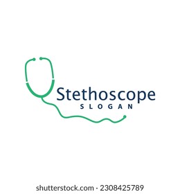 Health Logo, Doctor Stethoscope Vector, Health Care Line Design, Icon Silhouette Illustration