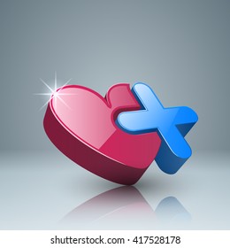 Health logo. Heart and plus icon.