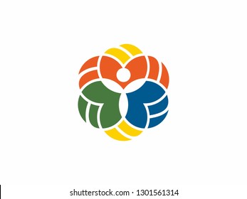 Health Logo, Human Leaves, Caring for Health, Happy People, Leaf Organ, which has a natural feel. Greenery. Abstract Vector Sign, Symbol