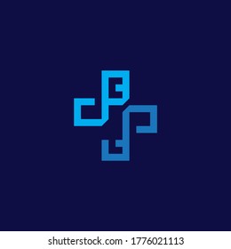 Logotipo de salud con la letra inicial BF, FB, B F diseño del logotipo. Plantilla de diseño del logotipo de atención médica.