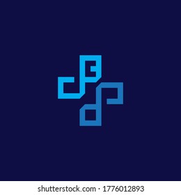 Health logo with initial letter BP, PB, B P logo designs concept. Medical health-care logo designs template.