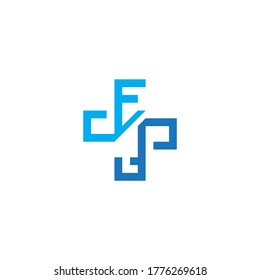 Health logo with initial letter EF, FE, E F logo designs concept. Medical health-care logo designs template.