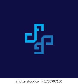 Health logo with initial letter FG, GF, F G logo designs concept. Hospital modern logo. Vector illustration