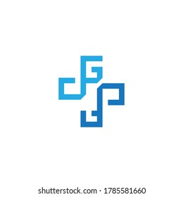 Health logo with initial letter GF, FG, G F logo designs concept. Hospital modern logo. Vector illustration
