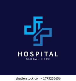 Health logo with initial letter KJ, JK, J K logo designs concept. Medical health-care logo designs template.