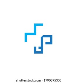 Health logo with initial letter MF, FM, M F logo designs concept. Medical health-care logo designs template.