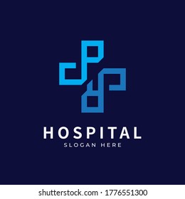Health logo with initial letter PR, RP, P R logo designs concept. Medical health-care logo designs template.