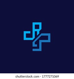 Health logo with initial letter RJ, JR, R J logo designs concept. Medical health-care logo designs template.