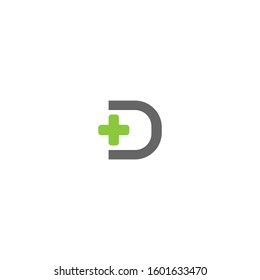 Health logo made of Letter D with the Plus icon. D Logo Medical with Plus icon