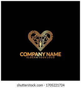health logo with a style of lines that make up love