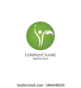  Health logo template and symbols leaf green