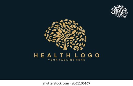 Health Logo, Tree vector icon, Nature trees vector illustration, Brain Tree Vector Icon, logo design