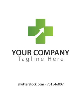 Health Logo Vector. Cross and arrow icon
