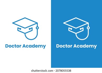 Health Logo vector. Medical education Doctor sign and symbol. graduation cap combined with stethoscope