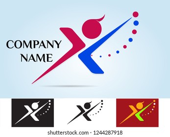 health logo vector template, xman, man icon celebrating letter n symbol, letter x
