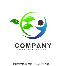 health logo,people with leaf vector logo,medical care icon,herbal nutrition,family clinic