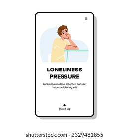 health loneliess pressure vector. concept alone, character female, disorder person health loneliess pressure web flat cartoon illustration