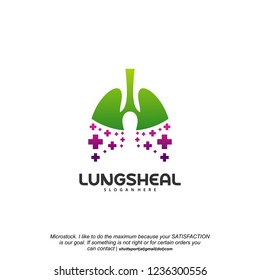 Health Lungs logo designs vector, Lungs with Plus symbol logo