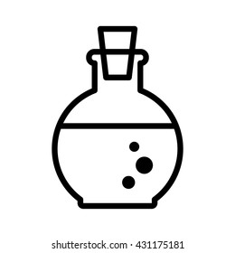 Health or magic mana potion bottle line art vector icon for games and websites