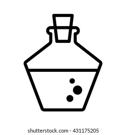 Health or magic mana potion decanter bottle line art vector icon for games and websites