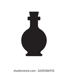 Health Magic Mana Potion, Elixir Bottle Solid Flat Vector Icon Isolated on White Background.
