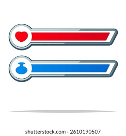 Health and magic point bars video game vector isolated illustration
